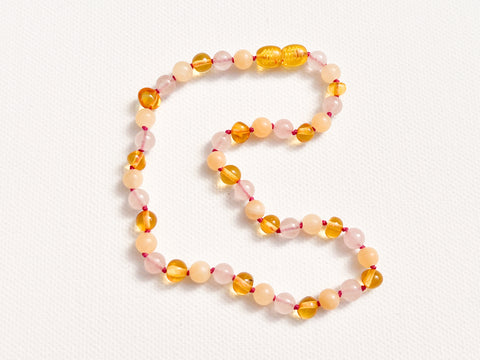 Children's Amber Necklace and Bracelet Set - Lemon and Mother Of Pearl