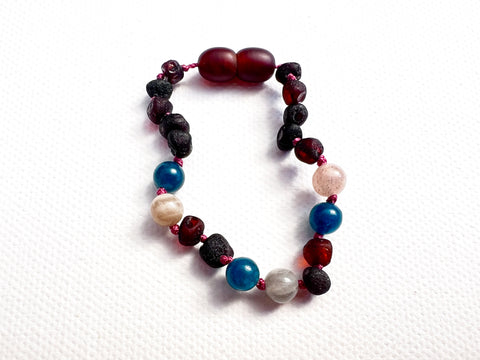 Copy of Childrens Amber Bracelet - Raw Cherry, Apatite and Moonstone