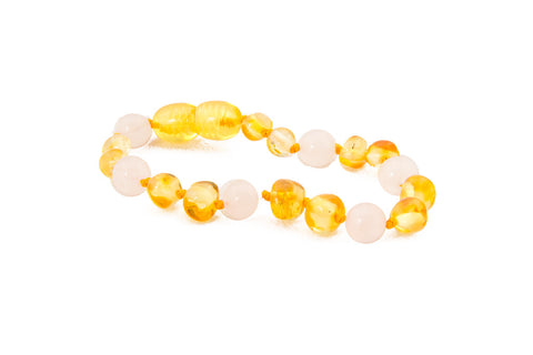 Children's Amber necklace - Rainbow Chakra