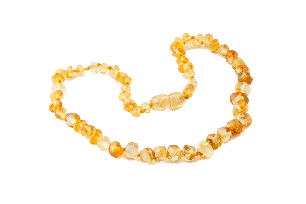 amber teething necklace lemon