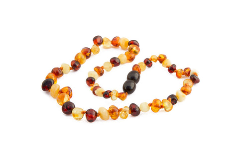 Childrens Amber Necklace - Multicoloured Baroque