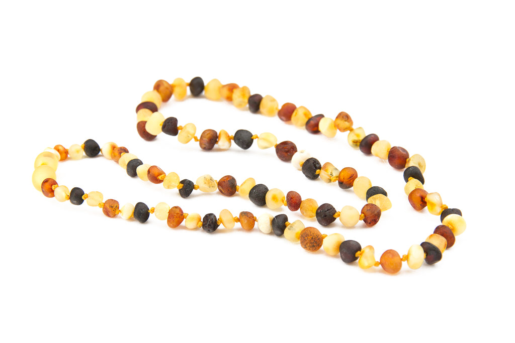 Adult Amber Necklace - Raw Multicolour Baroque